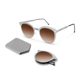 Jane Folding Sunglass 8106 Brush Silver / Brown Gradient