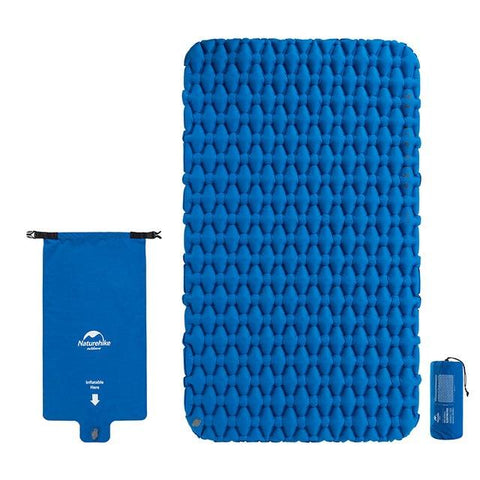 雙人輕盈TPU露營充氣床墊連充氣袋FC-11  Diamond Lightweight TPU Camping Inflatable Mattress Couple Include Inflate Bag(Blue)